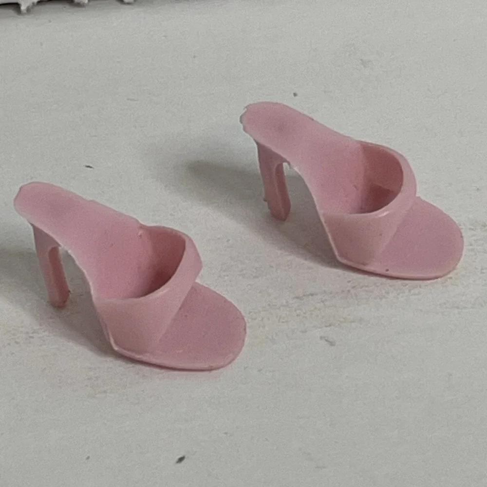 Vintage 12 Inch Doll Pink Open Toe Mules Slides Sandals